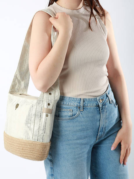Sac Shopping Guimauve Le voyage en panier Blanc guimauve PM750 vue secondaire 1