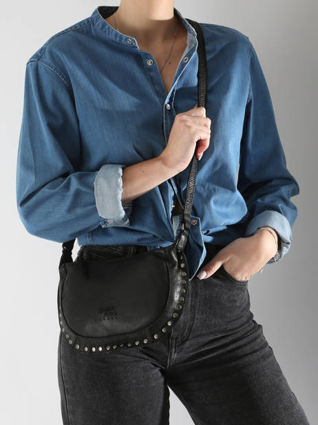 Sac Bandoulière Barcelone Cuir Basilic pepper Noir barcelone BBAC05 vue secondaire 1