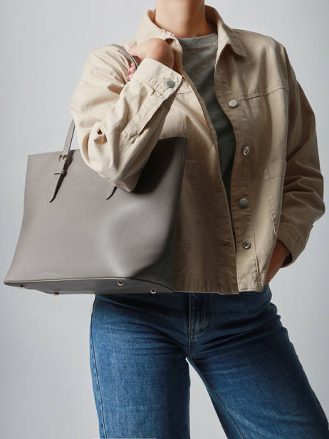 Sac Porté épaule A4 Saffiano David jones Gris saffiano 3 vue secondaire 1