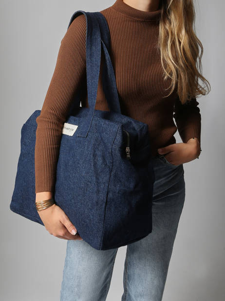 Le Sac Porté épaule A4 Célestins Coton Recyclé Rivedroite Bleu timeless CELESTIM vue secondaire 1