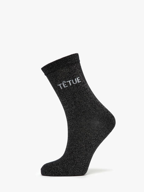 Chaussettes Femme Têtue Long Glitter Pieces Noir socks women 17162499