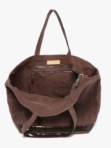 Le Cabas L Lin Paillettes Vanessa bruno Marron cabas lin 31V40409 vue secondaire 3