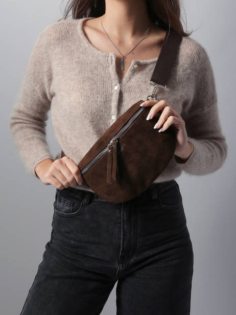 Sac Banane Miniprix Marron velvet F7505 vue secondaire 1