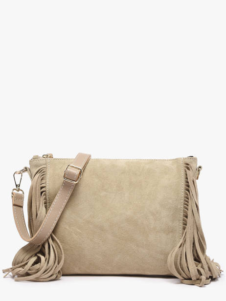 Sac Bandoulière Velvet Cuir Milano Beige velvet VE25113